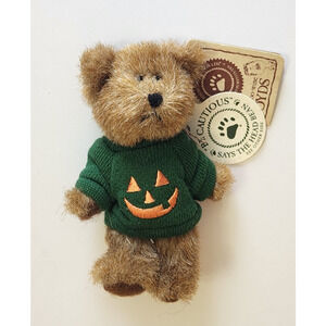 Halloween Boyds Bears Mini Bear 4" Jack Green Pumpkin Sweatshirt 2002 Archive